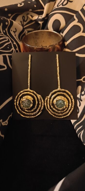 Aavritti Spiral Stone Earrings