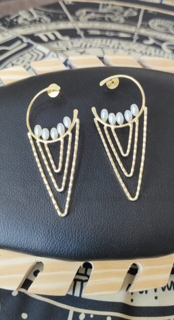 Aeris Pearl Geometric Drop Earrings