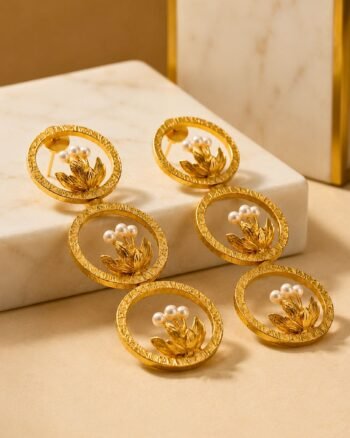 Padma Halo Pearl Drop Earrings